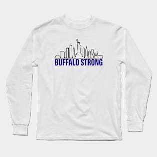 Blue Buffalo Strong New York Skyline Pray For Buffalo Long Sleeve T-Shirt